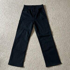 Mother Denim - Rambler Ankle, cropped black jeans.